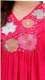 Stylish Pink Kurta Palazzo Set for Women | Embroidered Ethnic Party Wear Dress - Image 5