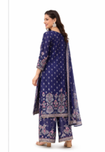 Women’s Printed Kurta Palazzo Set with Dupatta | Stylish Ethnic Wear Suit Set (Navy Blue & Multicolor) - Image 3