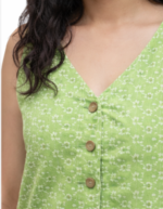 Women’s Green Printed Co-ord Set | Sleeveless Top & Wide Leg Pants Casual Outfit - Image 4