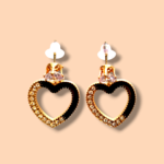 Elegant Black Heart Crystal Earrings | Gold Finish Heart Shape Earrings | Stylish Party & Daily Wear Jewellery