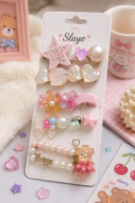 Slayo Pink Korean Hairpins Set of 5 for Girls | Cute Stylish Hair Accessories - Image 2