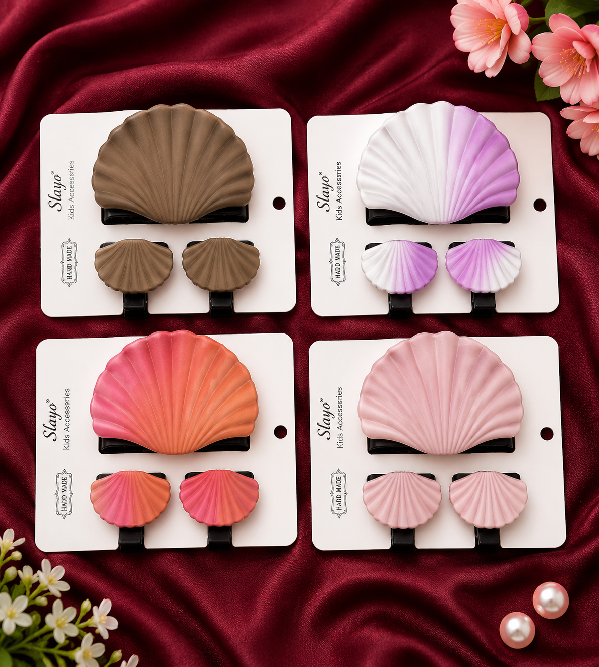 3e0d983b-6e83-47c9-9a6b-b4d91c634321 Slayo Shell Shaped Combo Card Hair Accessories for Girls - Image 1