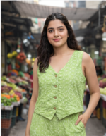 Women’s Green Printed Co-ord Set | Sleeveless Top & Wide Leg Pants Casual Outfit - Image 5