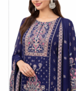 Women’s Printed Kurta Palazzo Set with Dupatta | Stylish Ethnic Wear Suit Set (Navy Blue & Multicolor) - Image 5