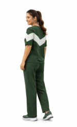 Women’s Cotton Lounge Wear Set | Stylish Co-Ord Tracksuit | Casual Activewear T-Shirt & Pant Set (Dark Green) - Image 4