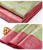 Women’s Premium Green Silk Saree with Red Zari Border | Designer Party Wear Silk Saree - Image 2