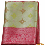 Women’s Premium Green Silk Saree with Red Zari Border | Designer Party Wear Silk Saree