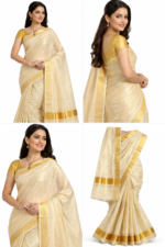 Premium Tissue Cotton Blend  Kerala saree - Image 3