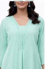 Women’s Mint Green Kurta Pant Set | Elegant Straight Kurta with Pants | Casual & Festive Wear - Image 4