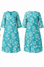 Women Teal Green Floral Cotton Kurti | Stylish Printed Kurta | Casual & Office Wear (M–XXL) - Image 3