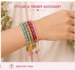 Slayo Crystal Bracelet with Charms | Multicolor Beaded Stretch Bracelet for Women & Girls