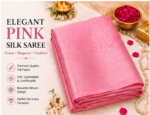 Women’s Pink Silk Saree | Elegant Woven Designer Saree | Soft Lightweight Festive Wear Saree - Image 5