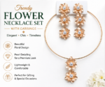 Trendy Flower Necklace Set with Earrings | Pearl Floral Choker Jewelry Set for Women & Girls - Image 3