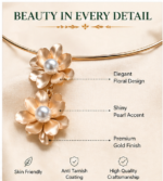 Trendy Flower Necklace Set with Earrings | Pearl Floral Choker Jewelry Set for Women & Girls - Image 4