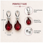 Red Stone Korean Earrings for Women | Elegant Drop Earrings with Crystal Finish | Trendy Fashion Jewelry - Image 3
