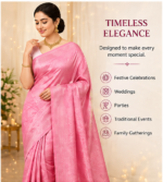 Women’s Pink Silk Saree | Elegant Woven Designer Saree | Soft Lightweight Festive Wear Saree - Image 2