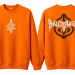 Men’s Orange Printed Sweatshirt | Stylish Graphic Crew Neck Casual Sweatshirt for Men & Women