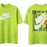 Men’s Green Printed Cotton T-Shirt with Front Logo & Back Graphic Design | Casual Round Neck Half Sleeve Tee