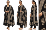 Women Black Floral Ethnic Kurta Set with Dupatta | Cotton Blend Anarkali Kurti Palazzo Set | Festive & Party Wear - Image 2
