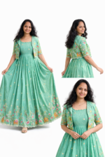 Women Anarkali Gown with Embroidered Jacket | Party Wear Ethnic Dress (Wine Red) - Image 7