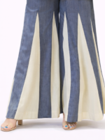 Cream & Blue Embroidered Kurta Palazzo Set for Women | Designer Ethnic Wear - Image 5