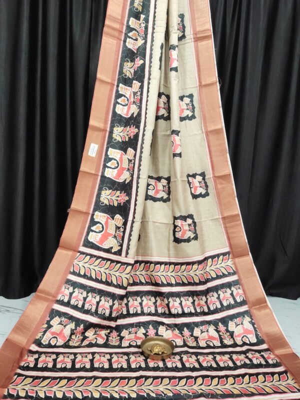 IMG-20250501-WA0002-600x800 (1) Beige Bapta Tissue Beige Saree with Decorative Pattern & Blouse Piece – Soft, Handcrafted & Lightweight - Image 1