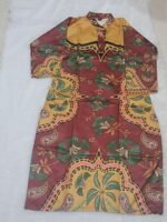 Premium Poly Rayon Printed Cord Set for Women (Maroon & Mustard) – XL Size - Image 2