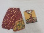 Premium Poly Rayon Printed Cord Set for Women (Maroon & Mustard) – XL Size - Image 4