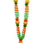BJP Party Malai | Traditional 4 Line BJP Malai | 40 Inch Artificial Garland | Orange Green Gold Beads | VIP Welcome Decoration