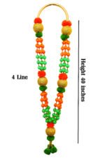 BJP Party Malai | Traditional 4 Line BJP Malai | 40 Inch Artificial Garland | Orange Green Gold Beads | VIP Welcome Decoration - Image 2