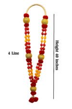 Thalapathi Vijay Malai | Traditional 4 Line TVK Malai | 40 Inch Artificial Garland | Red Yellow Gold Beads | VIP Welcome & Pooja Decoration - Image 2