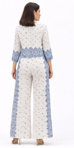 Women’s White & Blue Printed Co-Ord Set with Jacket | Stylish Western Outfit - Image 3