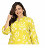 Yellow Floral Printed Kurta Set for Women | Stylish Ethnic Wear Kurta with Pants | Festive & Daily Wear - Image 3