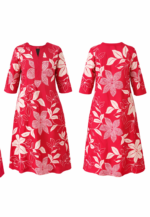 Women Red Floral Cotton Kurti Dress | Stylish Printed A-Line Kurta - Image 6