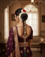 Royal Rose Bridal Jada | Floral Hair Braid Accessory | Traditional Bridal Jadai Alangaram | Gold Finish Hair Jewellery - Image 2