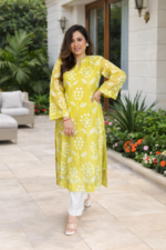 Yellow Floral Printed Kurta Set for Women | Stylish Ethnic Wear Kurta with Pants | Festive & Daily Wear