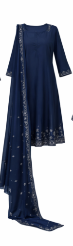 Navy Blue Georgette Kurta Sharara Set with Dupatta for Women | Elegant Party & Festive Wear - Image 4