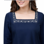 Navy Blue Georgette Kurta Sharara Set with Dupatta for Women | Elegant Party & Festive Wear - Image 5