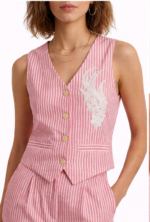 Women’s Pink Striped Co-ord Set | Sleeveless Vest & Pant Suit | Stylish Casual & Office Wear - Image 3