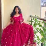 Women Anarkali Gown with Embroidered Jacket | Party Wear Ethnic Dress (Wine Red)