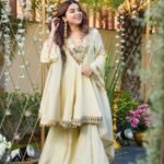 Cream Gold Georgette Kurta Sharara Set with Dupatta for Women | Festive & Wedding Ethnic Wear