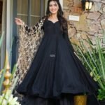 Black Georgette Anarkali Kurta Sharara Set with Designer Lace Dupatta for Women | Wedding & Party Wear