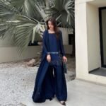 Navy Blue Georgette Kurta Sharara Set with Dupatta for Women | Elegant Party & Festive Wear