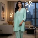 Women’s Mint Green Kurta Pant Set | Elegant Straight Kurta with Pants | Casual & Festive Wear