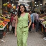 Women’s Green Printed Co-ord Set | Sleeveless Top & Wide Leg Pants Casual Outfit