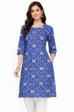 Cotton Patola Print Knee-Length Top for Women | 3/4 Sleeves | Casual & Ethnic Wear Pure 60x60