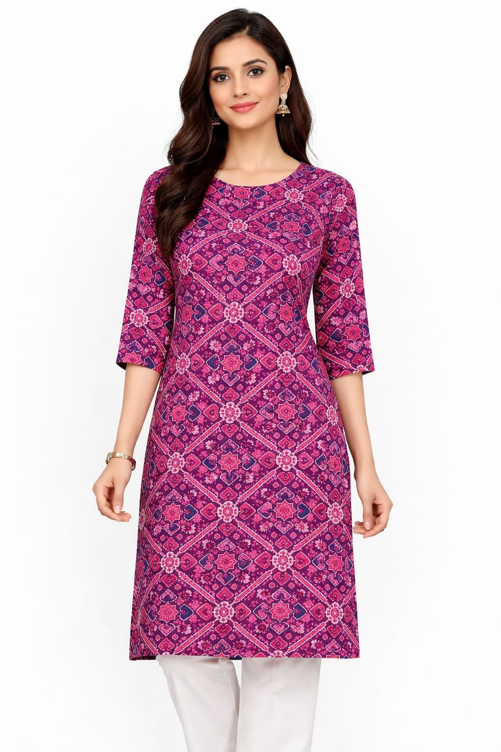 WhatsApp Image 2026-04-02 at 1.55.58 PM Cotton Patola Print Knee Length Top – 3/4 Sleeves Ethnic Wear for Women India Pure 60x60 - Image 1