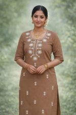 Rayon Embroidered Knee Length Top – 3/4 Sleeves Ethnic Wear for Women India | ZoomMart