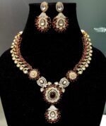 Royal Bridal Necklace Set with Earrings | Antique Gold Finish Ruby & Kundan Jewellery Set for Women - Image 4