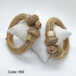 Antique Gold Plated Designer Bangles for Women | Traditional Bridal Kada Set - Image 4